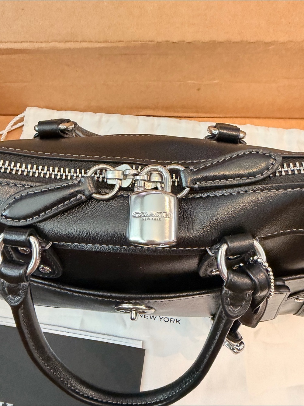 *sold* Coach Black Leather Rhyder Satchel Bag 24 - Picture 11 of 11